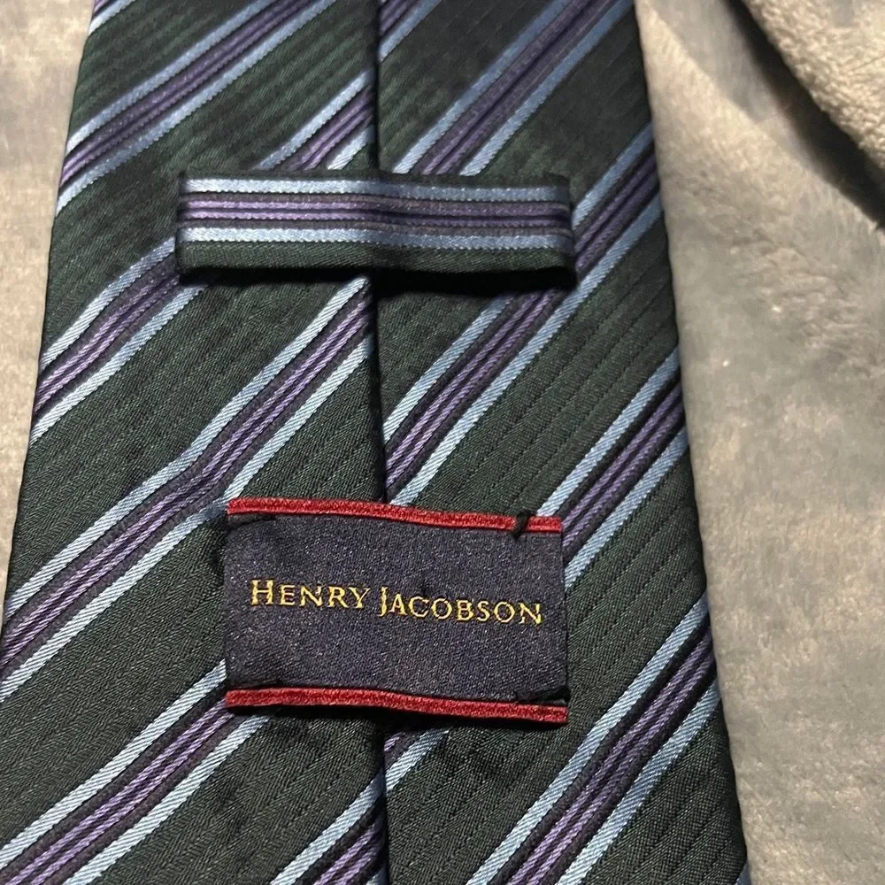 Classic Navy and Green Striped Men's Tie